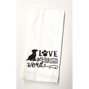 100% Cotton Kitchen Towels Printed with Dog Lovers Sayings 4 Legged Word
